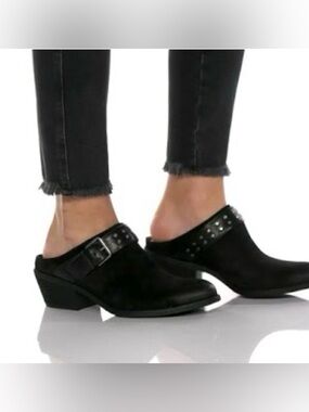 Sofft Adena Waterproof western-inspired black suede Clog mule Sz 8.5 unworn